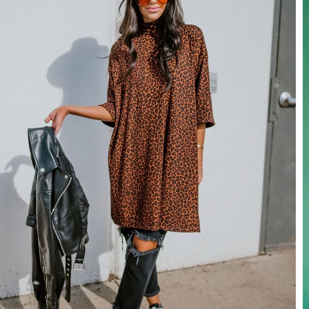 Dressed in Lala Leopard Mock Neck Top
